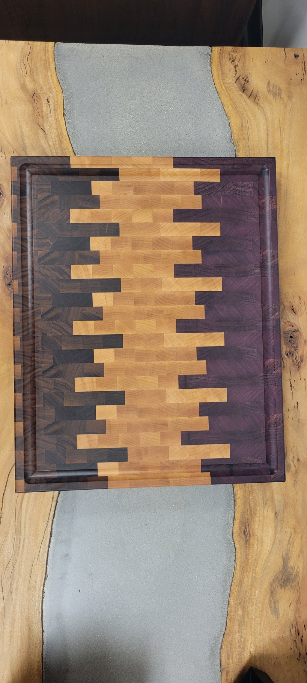 Purple Heart Ombre End Grain Cutting Board w/ cove base