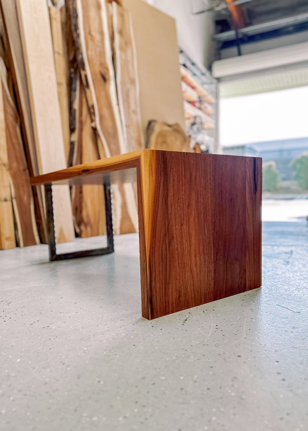 Walnut Half-Waterfall Bench