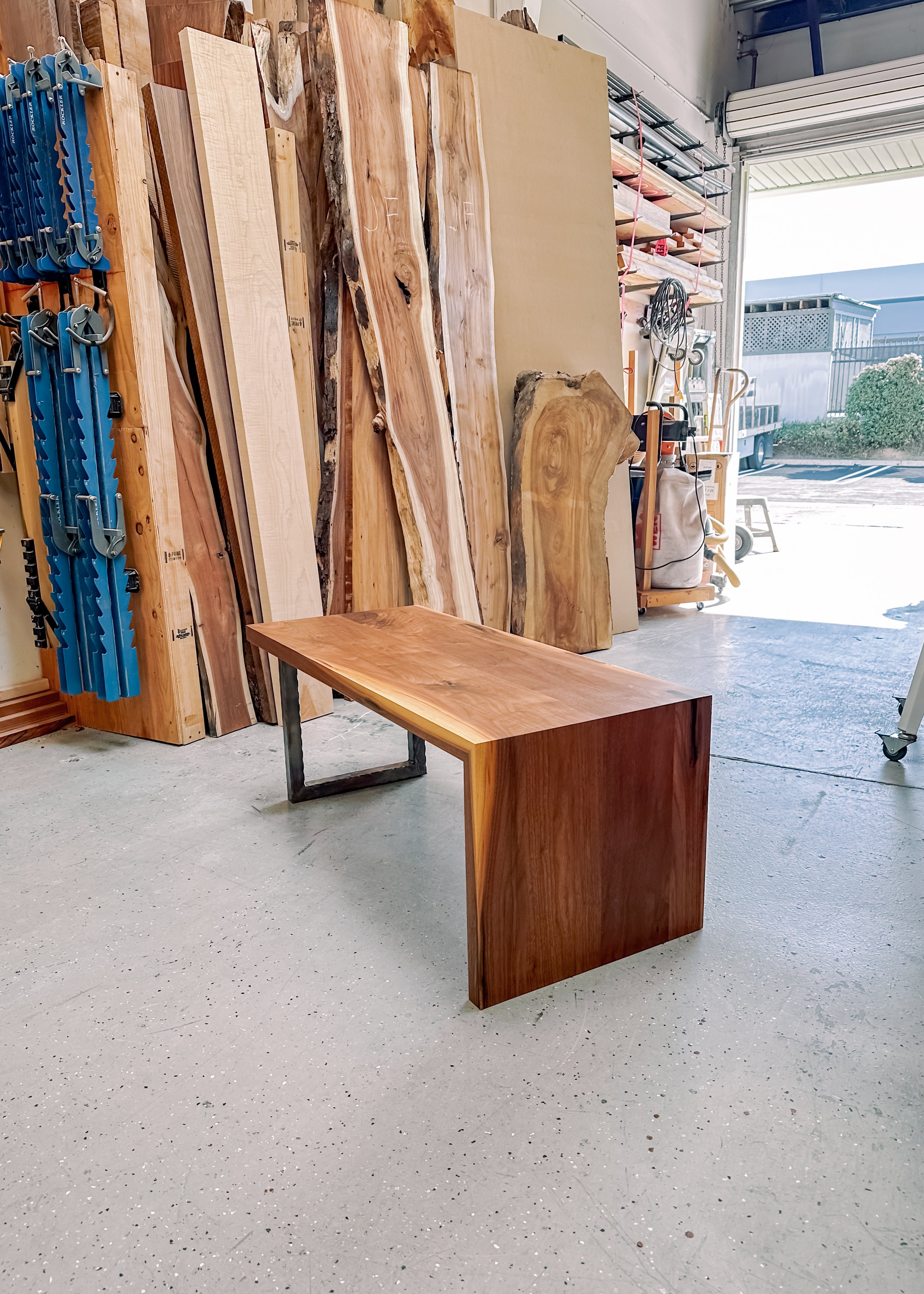 Walnut Half-Waterfall Bench