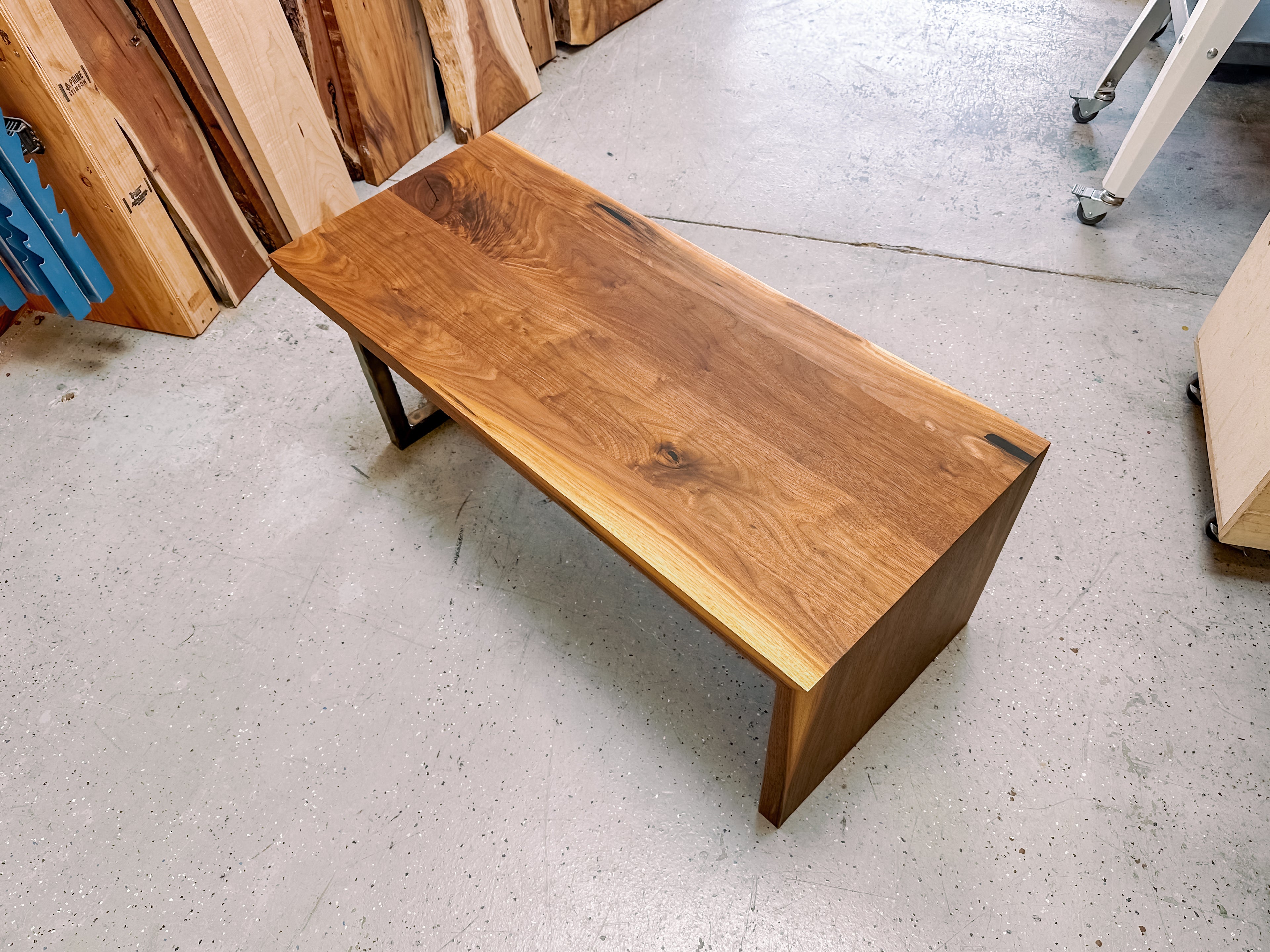 Walnut Half-Waterfall Bench