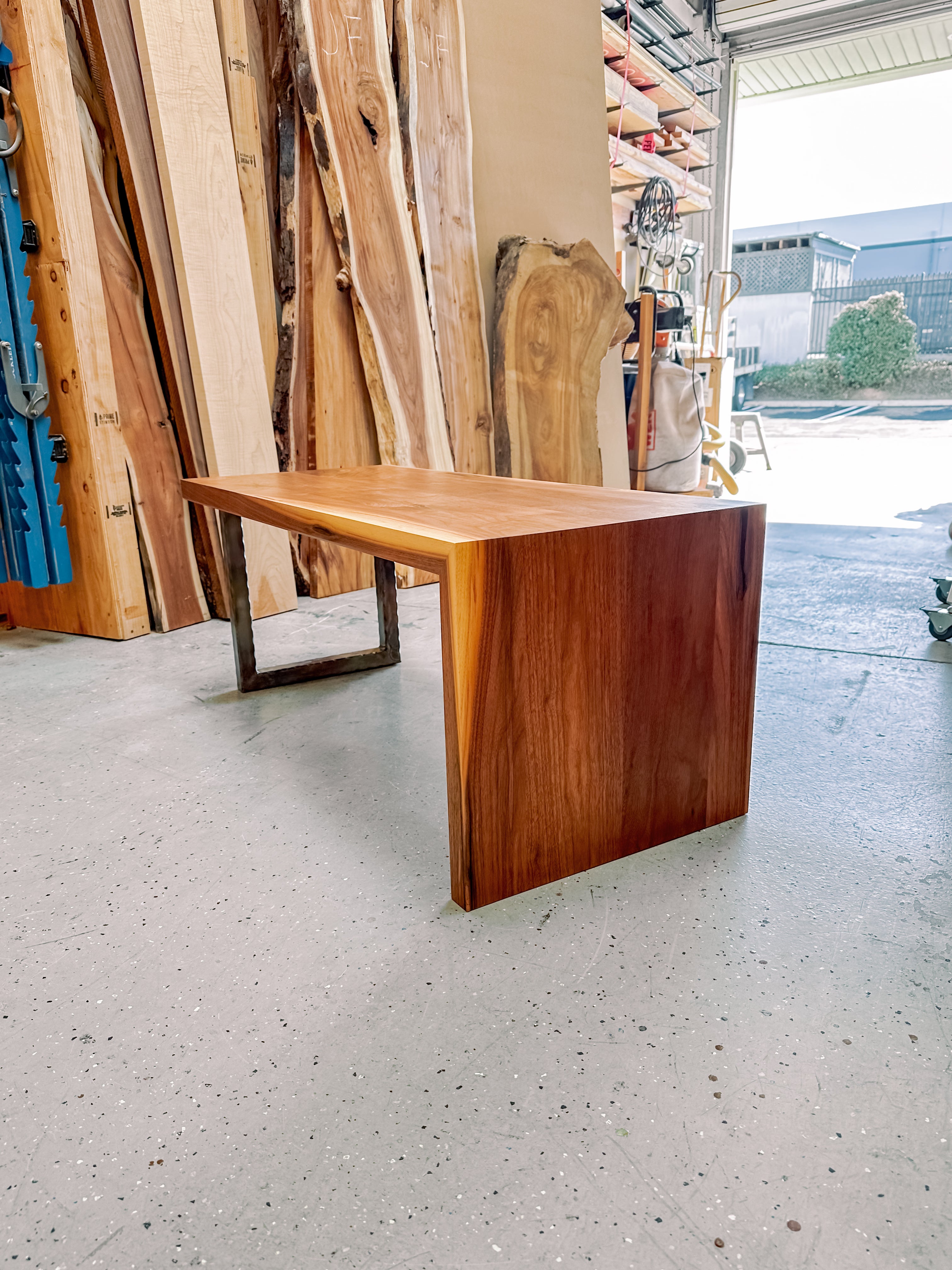 Walnut Half-Waterfall Bench